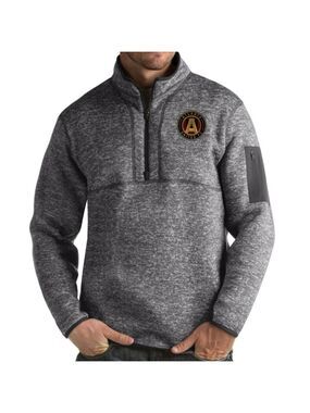 Men's Atlanta United FC Antigua Grey Fortune Quarter-Zip Pullover Jacket Size M